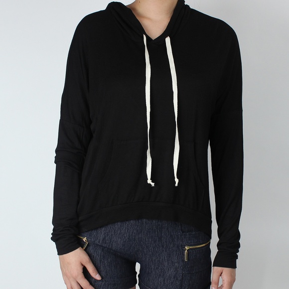 Sweaters - Womens Hoodie Sweater Long Sleeve Pullover Black